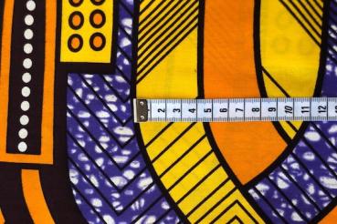 Preview: PURPLE ORANGE ARROW Waxprint Stoff